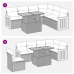 Set sofás jardín y cojines 7 pzas ratán sintético acacia beige