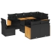 Set sofás jardín y cojines 9 pzas ratán sintético acacia negro