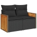 Set sofás jardín y cojines 9 pzas ratán sintético acacia negro