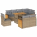 Set sofás jardín y cojines 9 pzas ratán sintético acacia beige