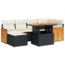 Set sofás jardín y cojines 7 pzas ratán sintético acacia negro