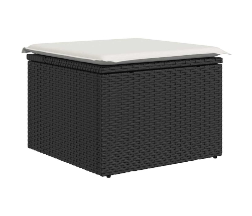 Set sofás jardín y cojines 7 pzas ratán sintético acacia negro