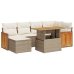 Set sofás jardín y cojines 7 pzas ratán sintético acacia beige