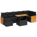 Set sofás jardín y cojines 8 pzas ratán sintético acacia negro