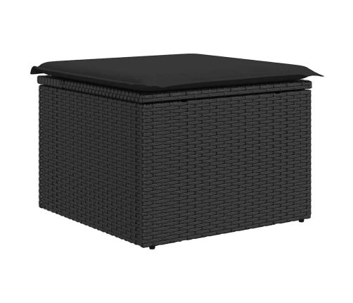 Set sofás jardín y cojines 8 pzas ratán sintético acacia negro