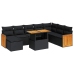 Set sofás jardín y cojines 9 pzas ratán sintético acacia negro