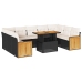 Set sofás jardín y cojines 10 pzas ratán sintético acacia negro