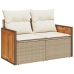 Set sofás jardín y cojines 10 pzas ratán sintético acacia beige