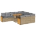 Set sofás jardín y cojines 11 pzas ratán sintético acacia beige