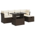 Set sofás de jardín 6 piezas y cojines ratán sintético marrón