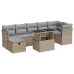Set de sofás de jardín y cojines 8 piezas ratán sintético beige
