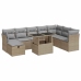 Set de sofás de jardín con cojines 9 pzas ratán sintético beige