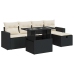 Set de sofás de jardín 6 piezas y cojines ratán sintético negro