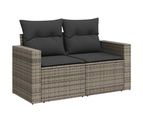Set de muebles de jardín 6 pzas y cojines ratán sintético gris