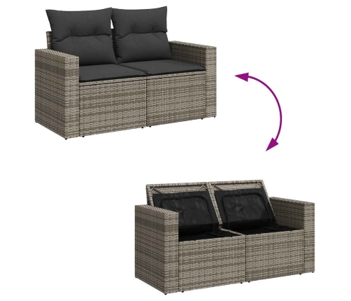 Set de muebles de jardín 6 pzas y cojines ratán sintético gris