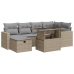 Set sofás de jardín 7 piezas y cojines ratán sintético beige