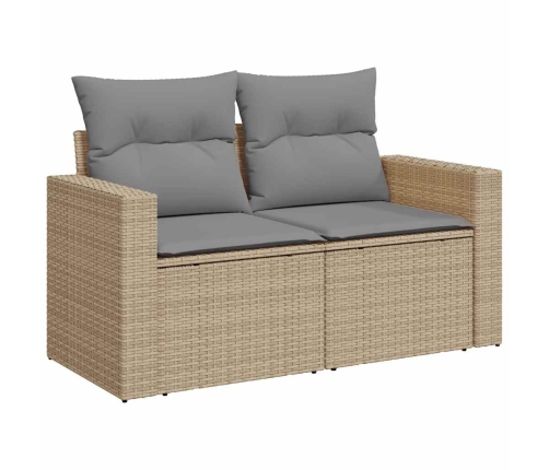 Set sofás de jardín 7 piezas y cojines ratán sintético beige