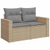 Set sofás de jardín 7 piezas y cojines ratán sintético beige