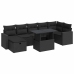 Set de sofás de jardín y cojines 8 piezas ratán sintético negro