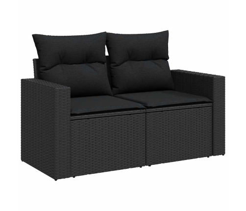 Set de sofás de jardín y cojines 8 piezas ratán sintético negro