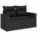 Set de sofás de jardín y cojines 8 piezas ratán sintético negro