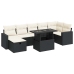 Set de sofás de jardín y cojines 8 piezas ratán sintético negro