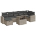 Set de sofás de jardín 8 pzas y cojines ratán sintético gris