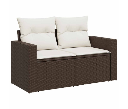 Set sofás de jardín 8 piezas y cojines ratán sintético marrón