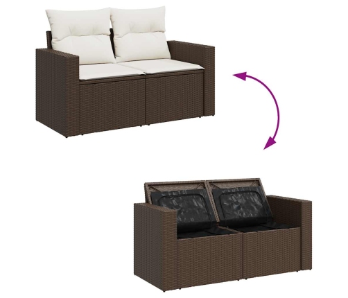 Set sofás de jardín 8 piezas y cojines ratán sintético marrón
