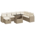 Set de sofás de jardín con cojines 9 pzas ratán sintético beige