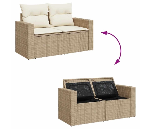 Set de sofás de jardín con cojines 9 pzas ratán sintético beige