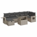 Set de sofás de jardín 8 pzas y cojines ratán sintético gris