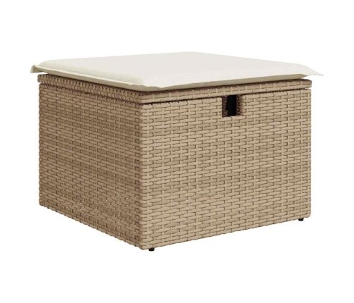 Set de sofás de jardín con cojines 9 pzas ratán sintético beige