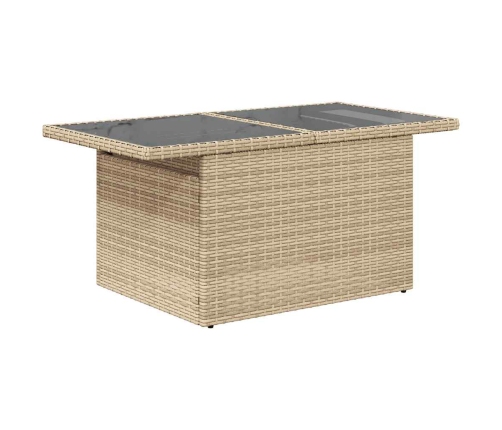 Set de sofás de jardín con cojines 9 pzas ratán sintético beige