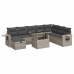 Set muebles jardín 9 pzas y cojines ratán sintético gris claro
