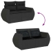 Set de sofás de jardín 6 piezas y cojines ratán sintético negro
