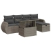Set de muebles de jardín 6 pzas y cojines ratán sintético gris