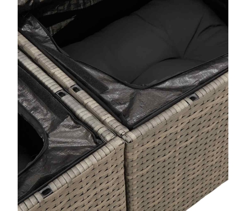Set de muebles de jardín 6 pzas y cojines ratán sintético gris