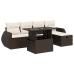 Set sofás de jardín 6 piezas y cojines ratán sintético marrón