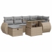 Set sofás de jardín 7 piezas y cojines ratán sintético beige