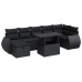 Set de sofás de jardín y cojines 8 piezas ratán sintético negro