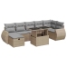 Set de sofás de jardín y cojines 8 piezas ratán sintético beige
