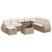 Set de sofás de jardín con cojines 9 pzas ratán sintético beige