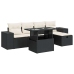 Set de sofás de jardín 6 piezas y cojines ratán sintético negro