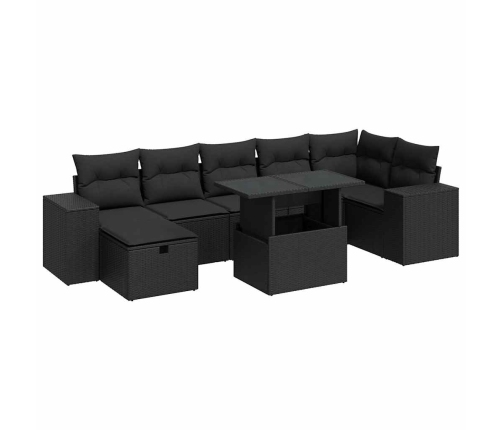 Set de muebles de jardín 5 pzas y cojines ratán sintético negro