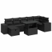 Set de muebles de jardín 5 pzas y cojines ratán sintético negro