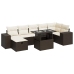Set comedor de jardín 5 piezas y cojines ratán sintético marrón