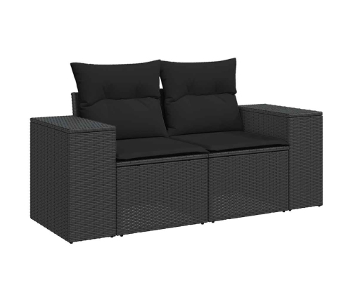 Set de sofás de jardín con cojines 9 pzas ratán sintético negro
