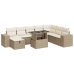 Set de sofás de jardín con cojines 9 pzas ratán sintético beige