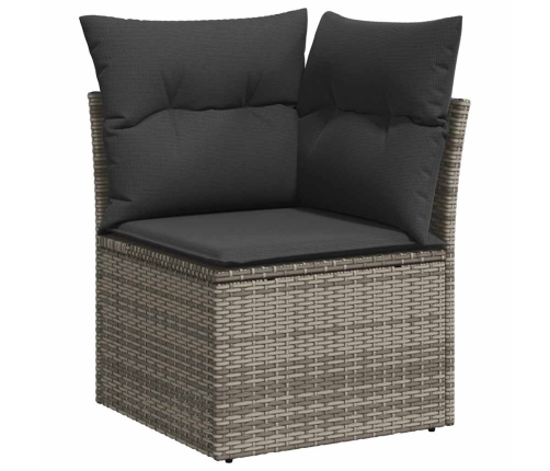 Set de sofás de jardín con cojines 9 pzas ratán sintético gris
